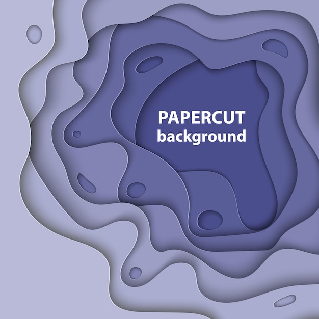 Fond de vecteur avec papier coloré violet formes découpées 3D abstrait papier art style conception mise en page