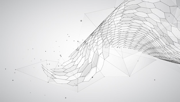 Fond vectoriel abstrait avec paysage d'hexagones de la conception 3d du monde virtuel
