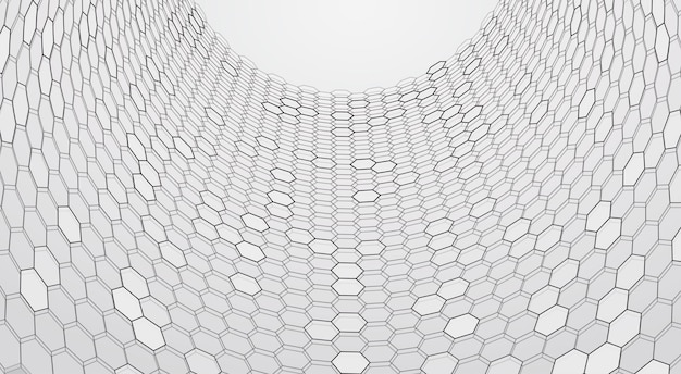 Fond vectoriel abstrait avec paysage d'hexagones et paysage de la conception 3d du monde virtuel