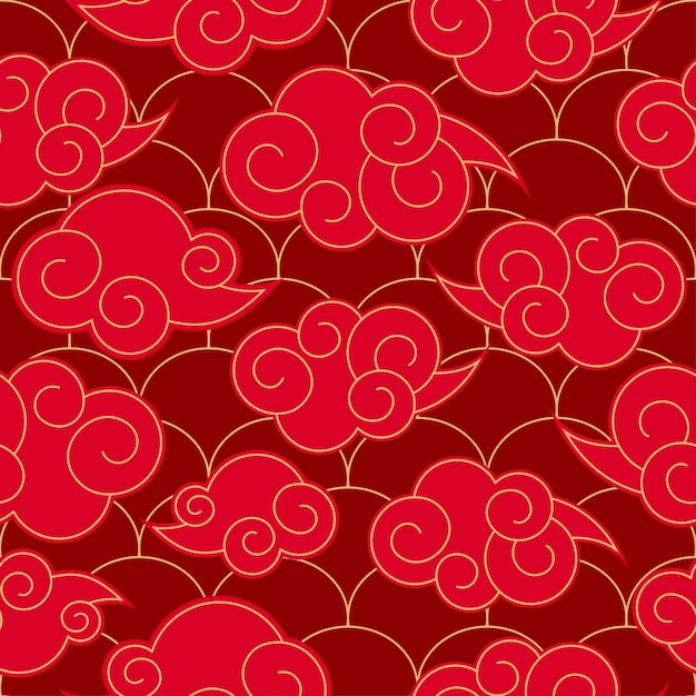 Fond vectoriel de motifs sans couture vintage traditionnel chinois de nuages