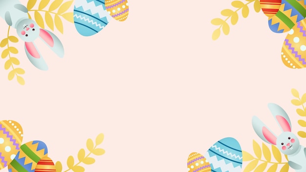 Fond vectoriel de Pâques avec des œufs et des lapins