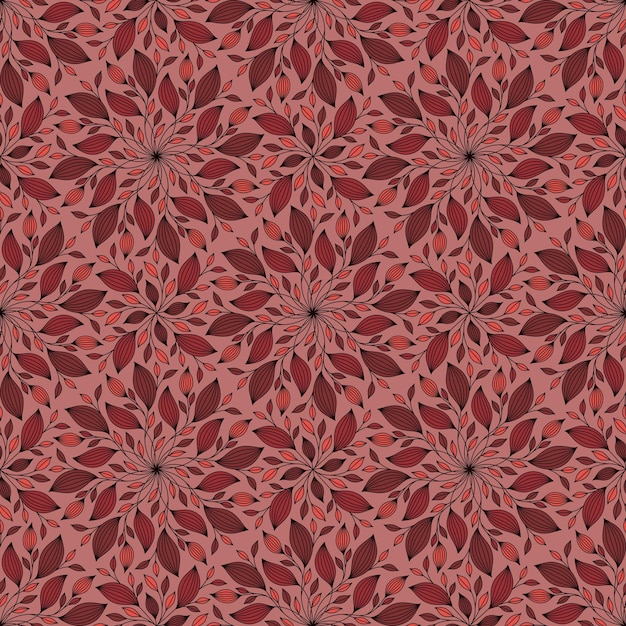 Fond Vectoriel Rouge Sans Couture Avec Ornement Floral Rond