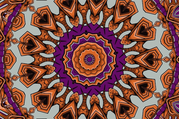 Fond Vectorielle Continue Avec Motif De Mandala D'art De Griffonnage De Conception Ethnique Avec Des Ornements Colorés