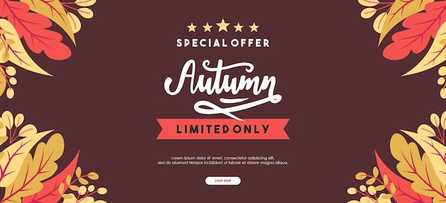 Fond de vente d'automne avec des feuilles pour la vente d'achats ou une affiche promotionnelle et un dépliant de cadre ou une bannière Web
