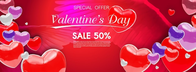 Fond De Vente De La Saint-valentin Avec Balloon Heart Linkedin Cover Facebook Cover Instagram Post