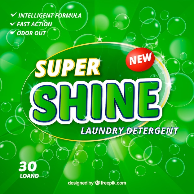 Fond vert de détergent avec des bulles