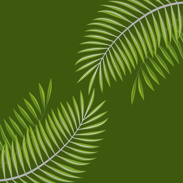 un fond vert avec une feuille de palmier imprimée dessus