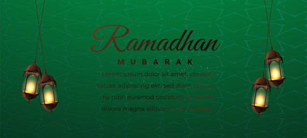 Un Fond Vert Avec Les Mots Ramadan Mubarak écrits Dessus.