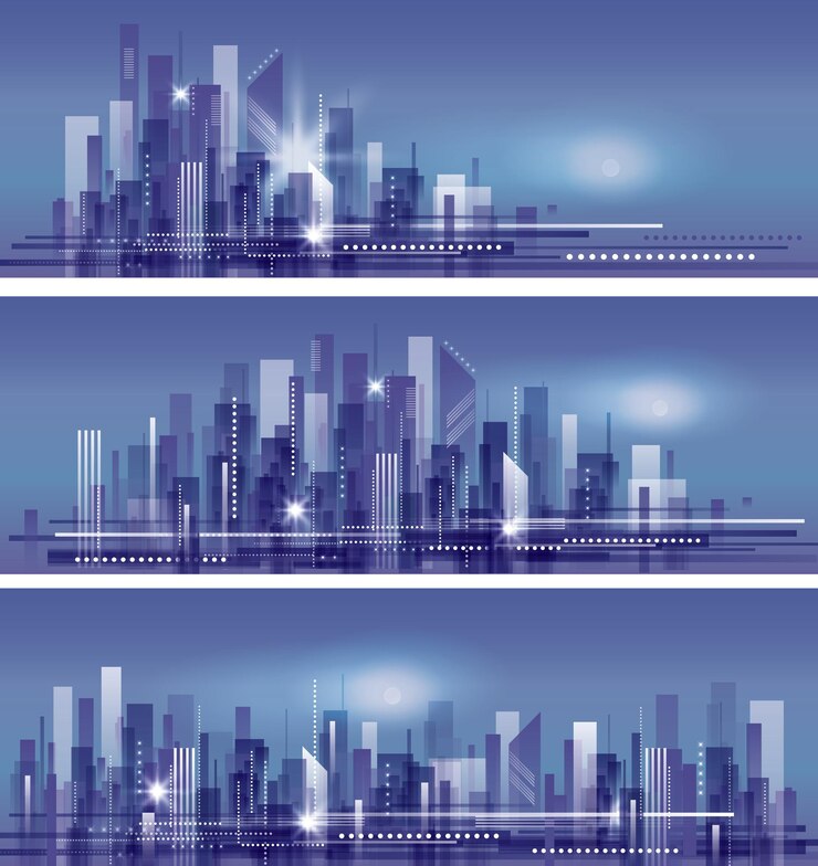 Vecteur fond de ville de nuit avec illustration vectorielle de lumières rougeoyantes
