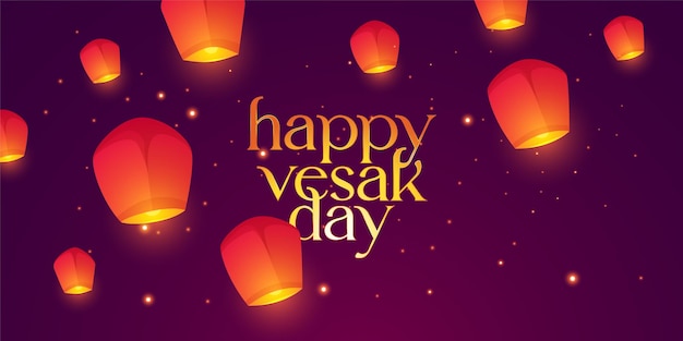 Un fond violet avec une bannière qui dit happy vesak day