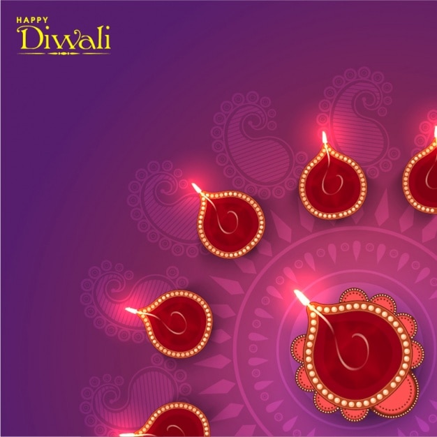 Fond Violet Avec Des Bougies Décoratives Pour Diwali