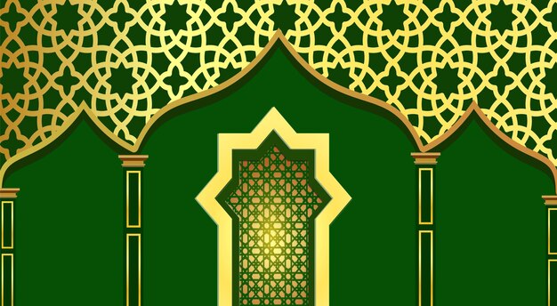 Fond De Voûte Islamique De Luxe Vert Avec Motif D'ornement Décoratif