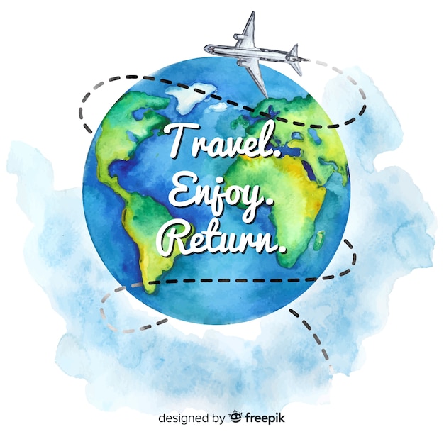 Fond De Voyage Aquarelle Avec Citation De Motivation