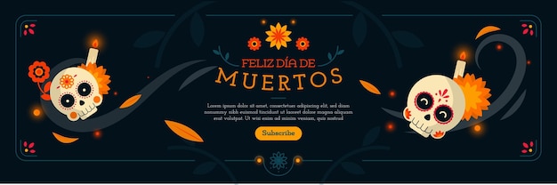 Vecteur fondo para banner del dia de muertos festividad mexicana