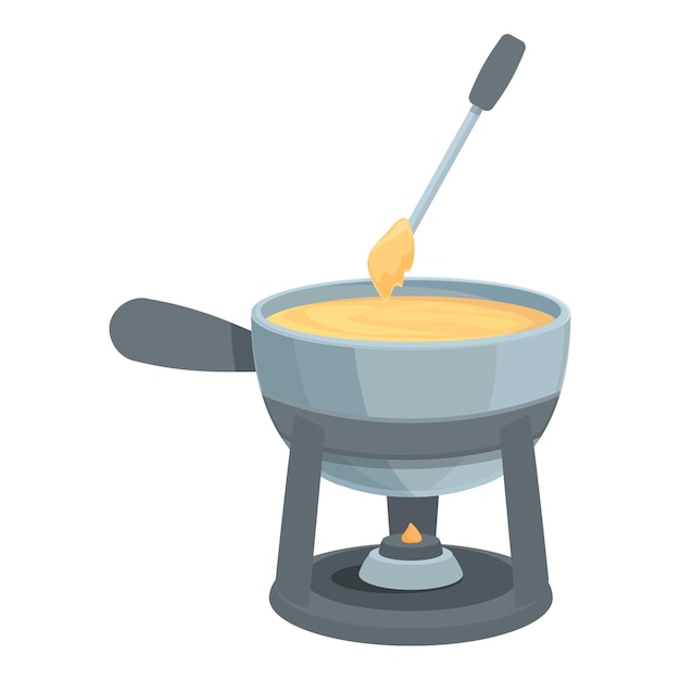 Fondue fondue icône dessin animé vecteur fromage nourriture sauce cuisson