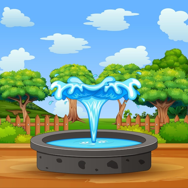 Fontaine au milieu d'un paysage naturel