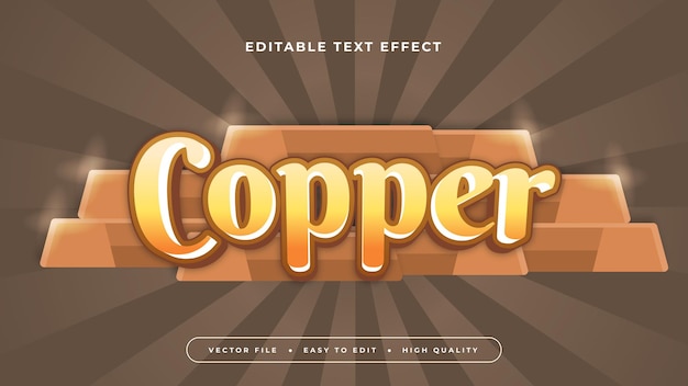 Fonte 3D en cuivre jaune orange et brun avec effet de texte modifiable