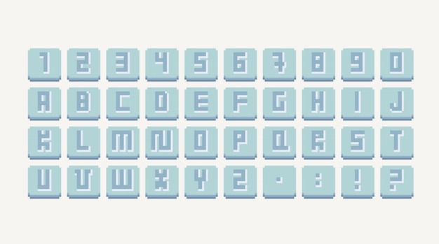 Vecteur fonte d'art pixel 8 bits alphabet anglais