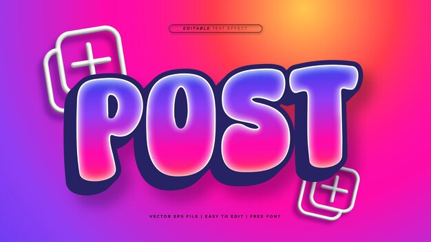 Fonte d'effet de texte 3D modifiable en bleu violet et orange