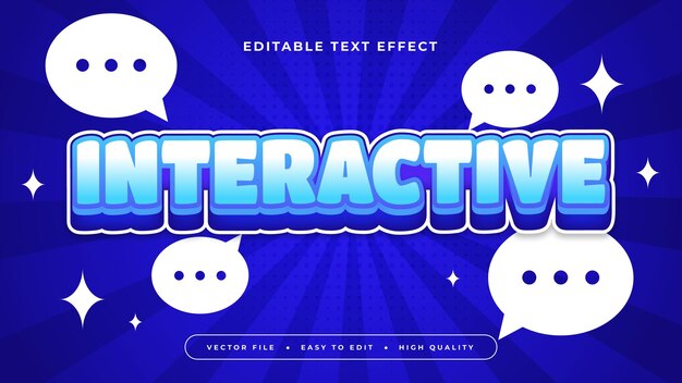 Fonte interactive 3D en bleu et blanc avec effet de texte modifiable