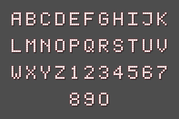 Fonte de pixels pour les jeux Alphabet rétro simple Set de lettres et de chiffres de la grille scolaire