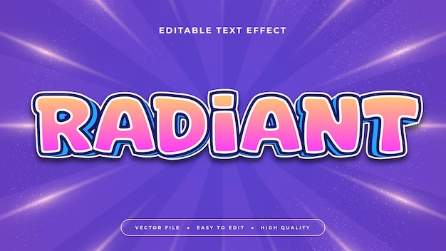 Fonte rayonnante 3D colorée avec effet de texte modifiable