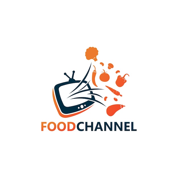 Food Channel Logo Template Design Vecteur, Emblème, Design Concept, Symbole Créatif, Icône