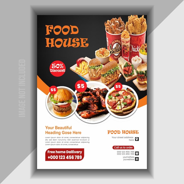 Food Flyer Design modèle de cuisine de café et de restaurant menu de nourriture commander de la malbouffe Pizza Burge