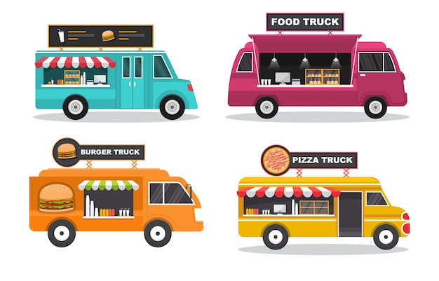 Food Truck Van Voiture Véhicule Transport Street Shop Set