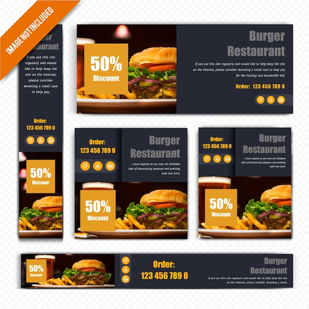 Vecteur food web banner se pour restaurant