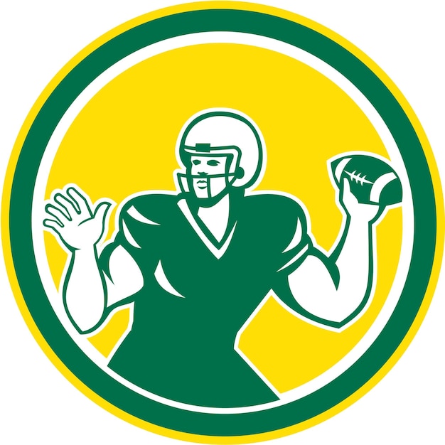 Vecteur football américain quarterback qb circle retro