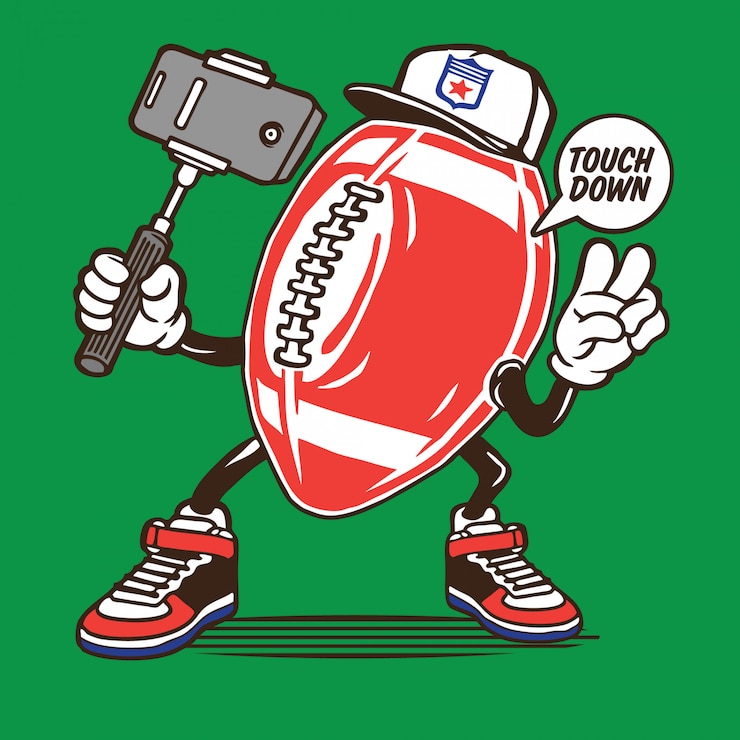 Vecteur football américain selfie character design