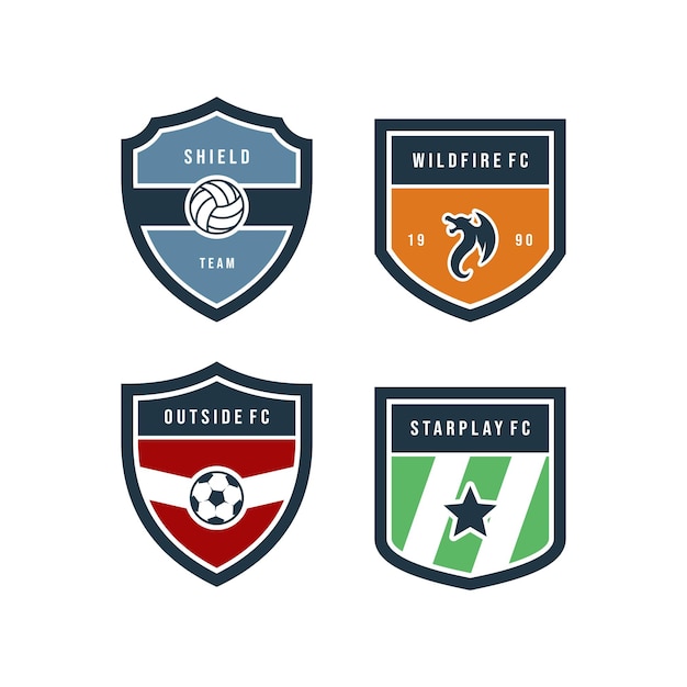 Vecteur football club flat labels set vector