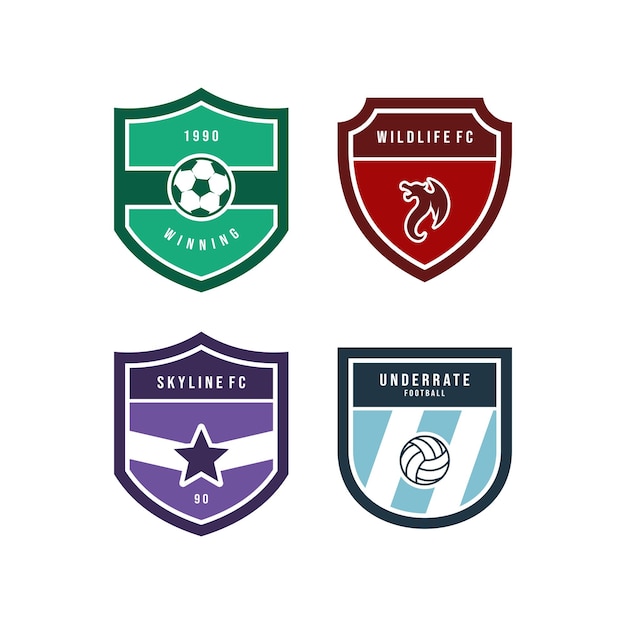 Vecteur football club flat labels set vector