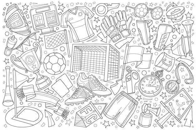 Football, Doodle De Football Mis Illustration Fond