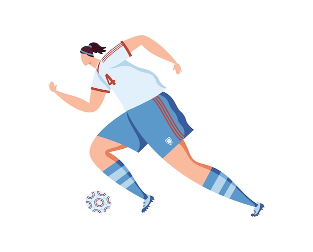 Football football joueur masculin kick ball isolé sur illustration vectorielle blanc Action de personnes sportives dans le jeu jeune homme jouer en compétition