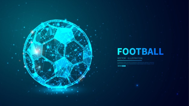 Football avec un style low poly brillant.