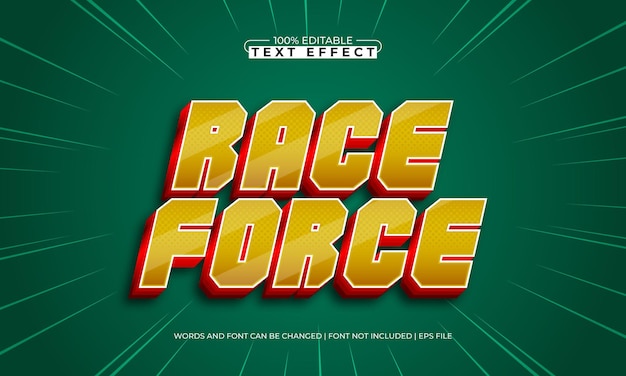 force de course effet de texte modifiable avec un style de texte de course et de vitesse
