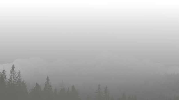 forêt de fond à demi-ton dans l'illustration du vecteur de brouillard