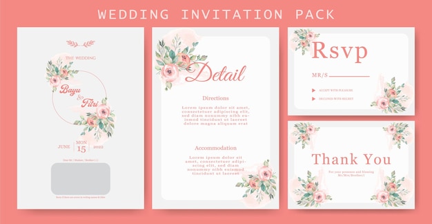 Forfait D'invitation De Mariage Avec De Belles Fleurs Avec Détails Rsvp Et Merci