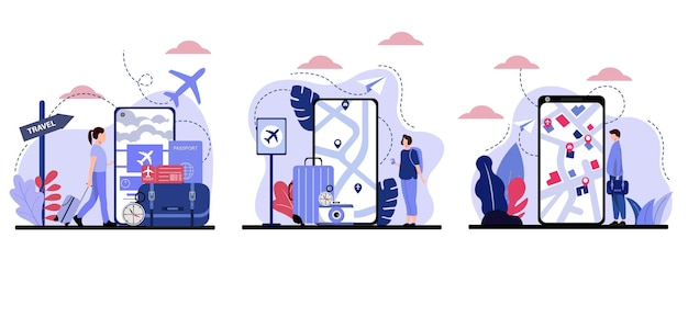 Forfait plat de voyage avec illustration de personnes