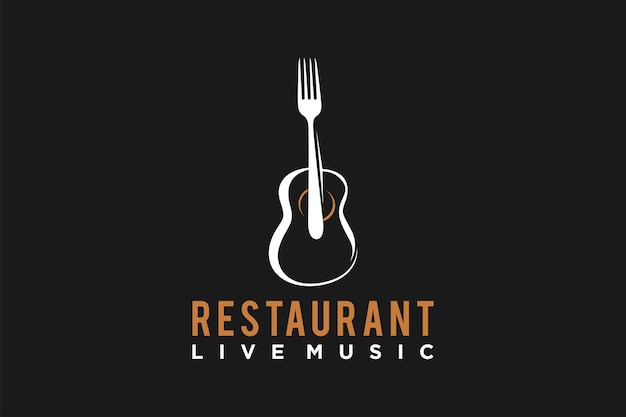 Fork Guitar Live Music Concert Untuk Bar Café Restaurant Pub Nightclub Logo