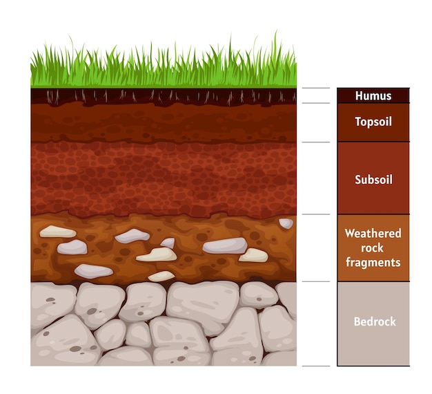 Vecteur formation de la géologie de la terre infographique de la couche de sol