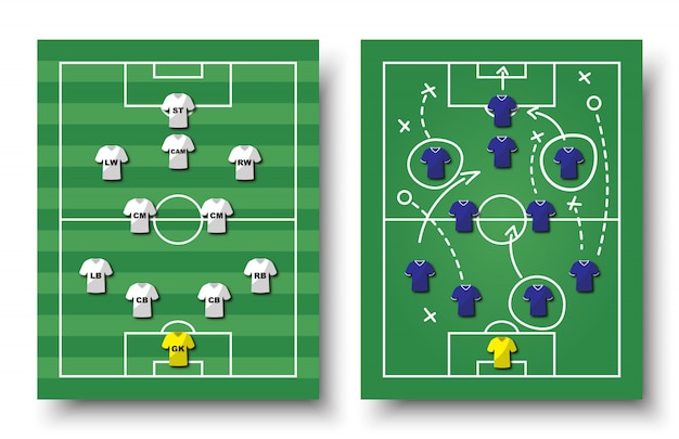 Vecteur formation de tasse de football et tactique.