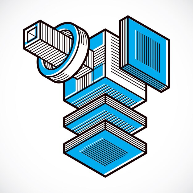 Forme abstraite d'ingénierie, figure polygonale vectorielle 3d.
