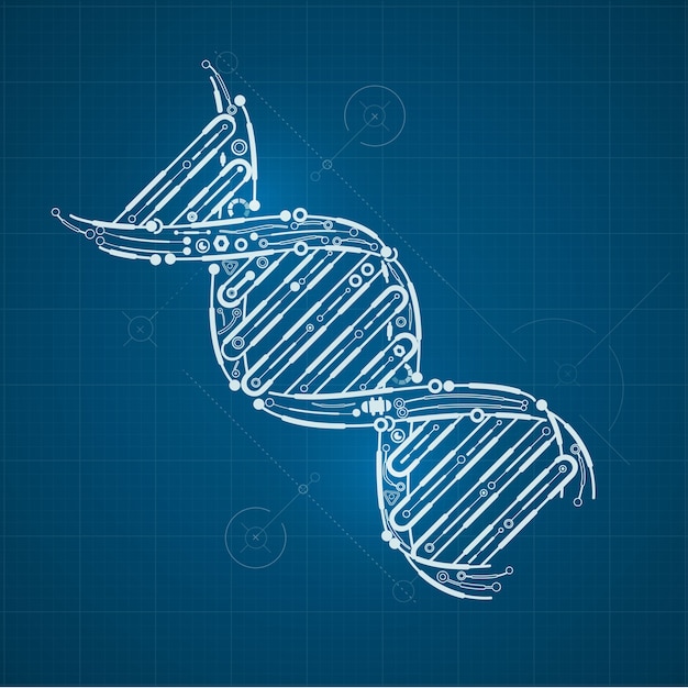forme de l&#39;ADN combinée avec le motif de la carte électronique