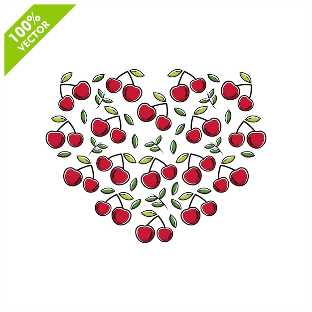 Forme D'amour Cerise Avec Un Design Plat