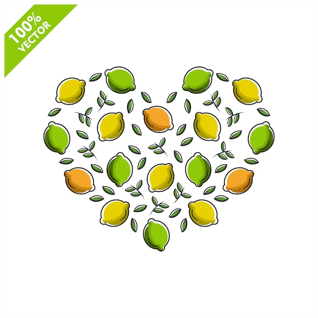 Vecteur forme d'amour de citron avec un design plat
