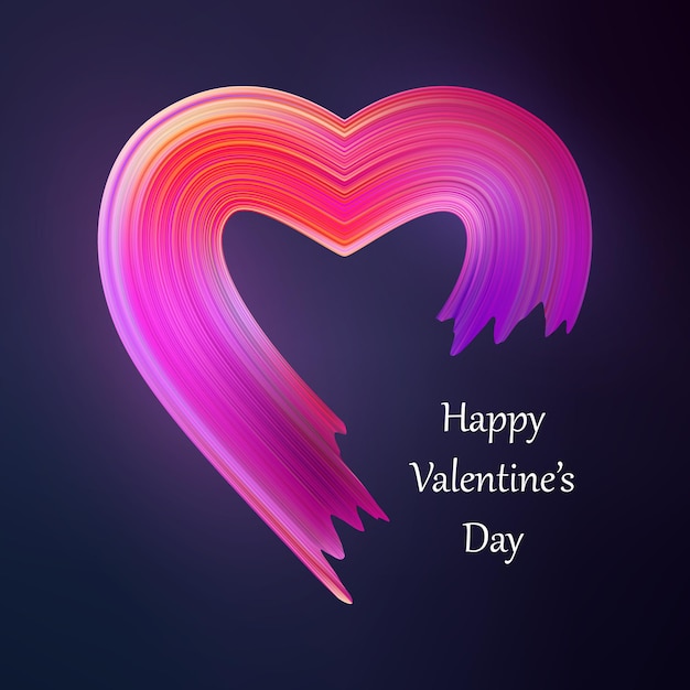 Forme de brosse liquide coeur Happy Valentines. Flux de peinture couleur valentine. Art d'illustration vectorielle