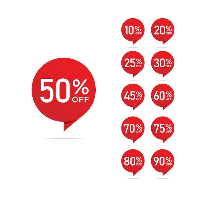 forme de bulle de discours de balise de vente avec un ensemble de remise différent